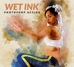 极品PS动作－潮湿油墨(含高清视频教程)：Wet Ink Photoshop Action